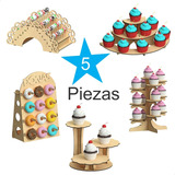 Kit Candy Bar 5 Piezas Para Mesa De Dulces, Mdf - Rge05