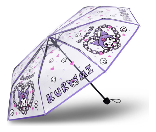 Roffatide Anime Kuromi - Paraguas Transparente Con 8 Varilla