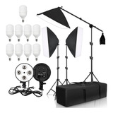 Kit Iluminação Estudio Softbox + Girafa + 2 Bocal Quadruplo