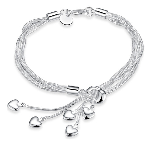 Pulsera Mujer Esclava Brazalete Plata 925 Elegante Corazon