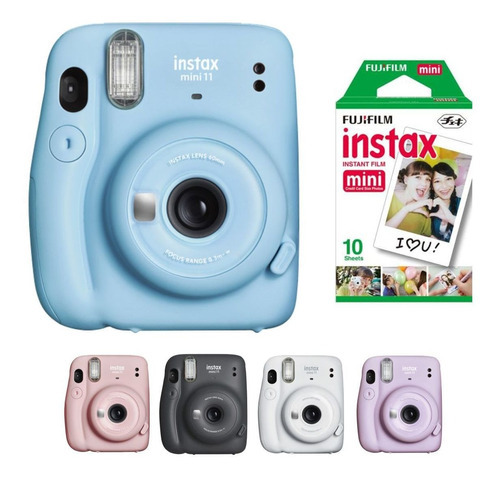 Kit Câmera Instantanea Fujifilm Instax Mini + Pack 10 Filmes Cor Azul