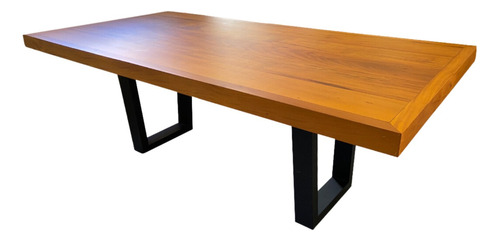 Mesa De Jantar Industrial Tampo Madeira Maciça 300x100x78cm