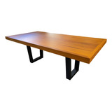 Mesa De Jantar Industrial Tampo Madeira Maciça 270x100x78cm