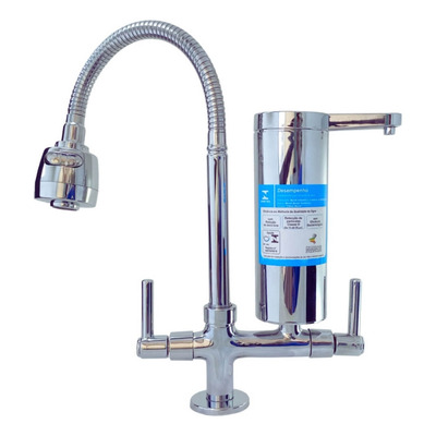 2141 C80 Torneira Gourmet Bica Móvel Cromada Com Filtro Para Bancada Pia Mesa De Cozinha Com Tubo Flexível Giratório Com Arejador Estilo Chuveirinho Com Dois Tipos De Jato De Água