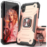 Funda Para iPhone X/xs Delgada Resistente Rosa Negro Anillo