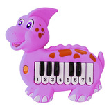 Teclado Infantil Musical Piano Dinossauro Bebê Didático Rosa