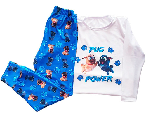 Pijama Manga Larga Moda Infantil Paw Patrol, Pugs, Mariobros