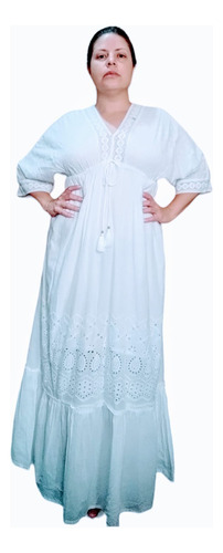 Vestido Blanco Bohemio Hippie Boda Civil O Playa M/l