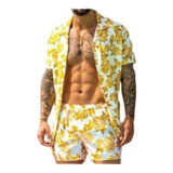 Conjunto De Camiseta De Manga Corta Con Estampado Hawaiano .