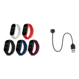 Combo C/ 5 Pulseiras Coloridas + Carregador De Mi Band 5 & 6