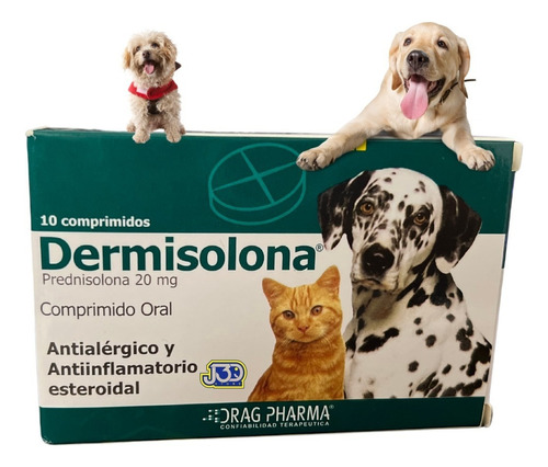 Dermisolana Antialergico 20mg Antiinflamatorio Mascota Gato