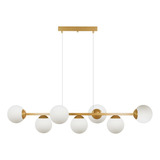 Lustre Pendente Chamapgne 7 Bolas Leitosa De 15cm Moderna