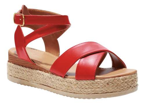 Sandalias Confort Dama Huarache Plataforma Fareli Rojo Mujer