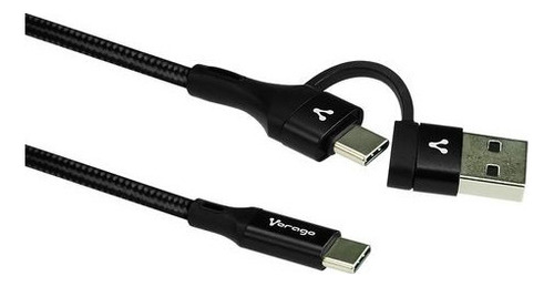 Cable Usb Vorago Cab-126 Usb-c A Usb-c A Usb-a Carga Rápida Color Negro