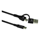 Cable Usb Vorago Cab-126 Usb-c A Usb-c A Usb-a Carga Rápida Color Negro