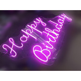 Letrero Neon 90x60cm. Happy Birthday. Luz Neon Rosa