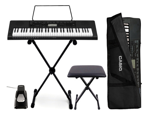 Kit Teclado Casio Ctk-3500 Banqueta, Pedal, Capa E Suporte