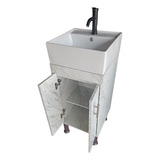 Set P Baño Lujo Lavabo Cerámica Grifo Gabinete Gris Carrara