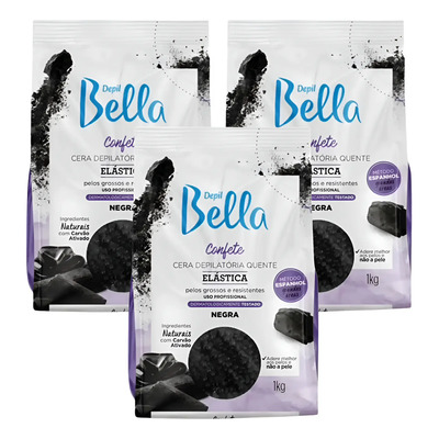 Cera Confete Depilatória Negra 1kg Depil Bella 3 Unidades