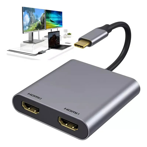 Adaptador Usb C A Hdmi Dual Monitor De Extensión Hd 4k 60hz