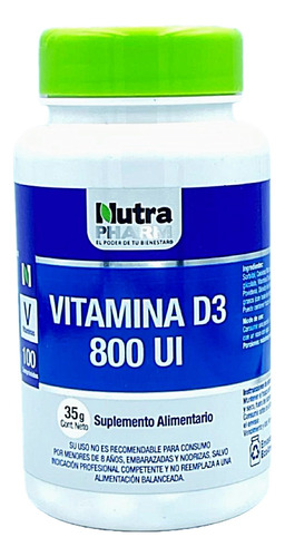 Vitamina D3 800 Ui 100 Comprimidos Naturalpharm