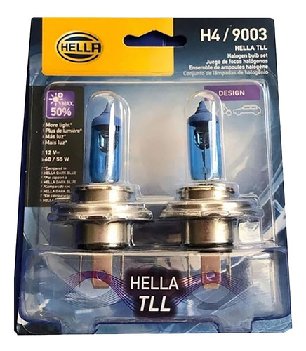 Hella Par Ampolletas H4 Ultra Blancas Luz 4200ºk 12v P43t