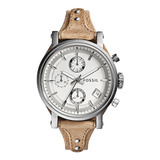 Reloj Mujer Fossil Es3625 Cuarzo 38mm Pulso Beige En Cuero