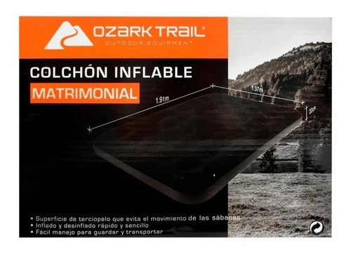 Colchón Inflable Matrimonial Para Camping Ozark Trail® Negro