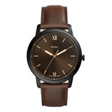 Reloj Fossil Minimalista Acero Inoxidable Marron Oscuro 44mm