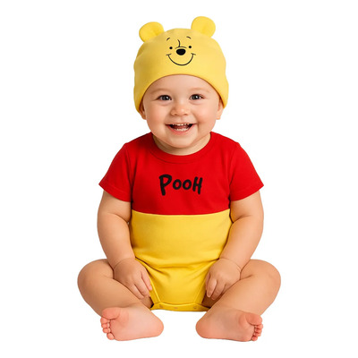 Pañalero Con Gorro Algodón Estampado Disney Winnie Pooh Color Amarillo Talla 6 Meses 0108-estándar