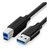 Cable Usb 3.0 Para Impresora Ugreen Tipo B De 2 Metros, Color Negro