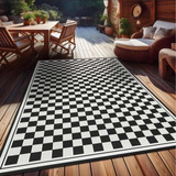 Alfombra Vinilica Damero Blanco Negro 150x200cm Kreatex