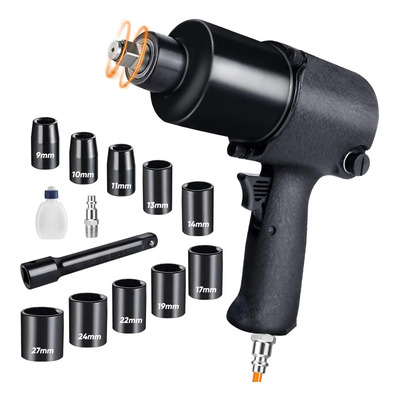 Llave De Impacto 660 N.m Pistola De Impacto Neumática 1\u002F2 Pulgadas BOWOSHEN Profesional Taladro De Aire Con 10 Dados Y 1 Extensiones Para Quitar Llantas De Coche | Envío gratis
