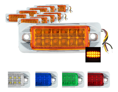 10 Plafones 12 Led Lateral Rectangular Fija Estrobo 12-24v F