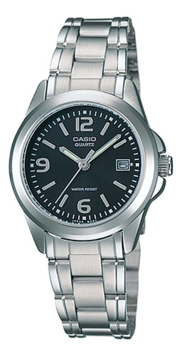 Reloj Casio Ltp-1215a-1a Para Dama Plateado/negro 