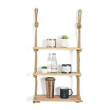 Jaydee Decorativo Colgante De 3 Tier Estantes De Madera Natu