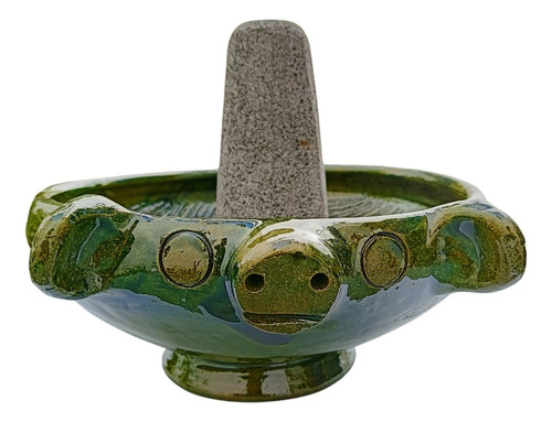 Molcajete De Barro Artesanal Oaxaqueño Con Piedra De Regalo