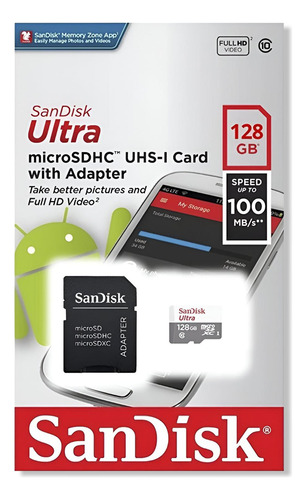 Memoria Micro Sd Sandisk 128 Gb 100mbps Clase 10 Deluxe