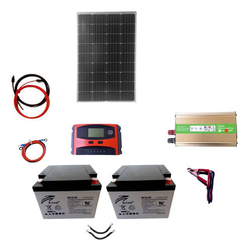 Kit Solar Invesor 1000w Panel 100 A Baterias 2x26 Ah