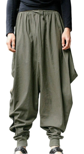 Pantalones Harem Hombre Algodón Lino Festival Baggy Pantalon