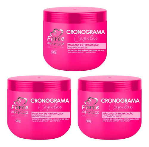 Cronograma Capilar 3 Hidratante Cabelo Force Frizz Brilho