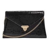 Guess Tanyel Mini Envelope Crossbody Rose Gold Rosa Acabado De Los Herrajes Metal Color Negro Correa De Hombro Oro Diseño De La Tela Negro Lentejuela