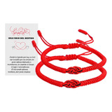 Par Pulseras Duo Nudo Chino Hilo Rojo Parejas Tibetana B013