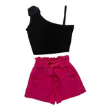 Conjunto Infantil De Menina Blogueirinha Short E Croped 