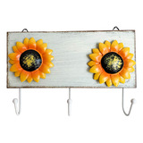 Gancho De Pared De Girasol De Metal De Madera Llaves Abrigos