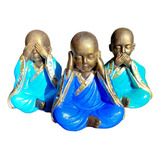 Set Ciego Sordo Y Mudo 16 Cm, Trio De Budas Monjes Figuras