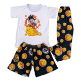 Conjunto Pijama De Dragon Ball Gokú Para Niño De 3 Piezas