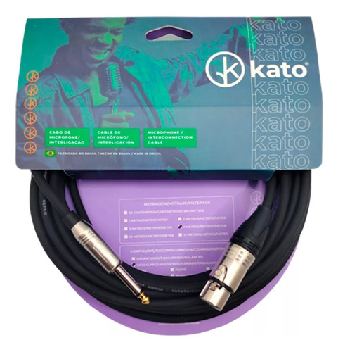 Cabo De Microfone P10 / Xlr Femêa 7 Mts Kato