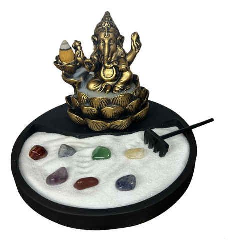 Incensario Cascata Ganesha Jardim Zen Brinde Kit 7 Chakras