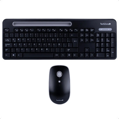 Kit Teclado Y Mouse Techzone Inalámbrico Soporte De Móvil N. Mouse Negro Teclado Negro | Envío gratis